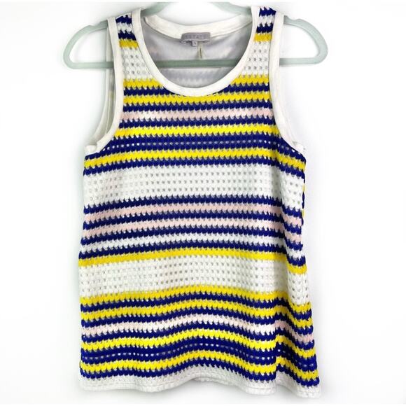 1. State Far Out Multicolor Crochet Sleeveless Top Small Business Casual - Picture 1 of 9